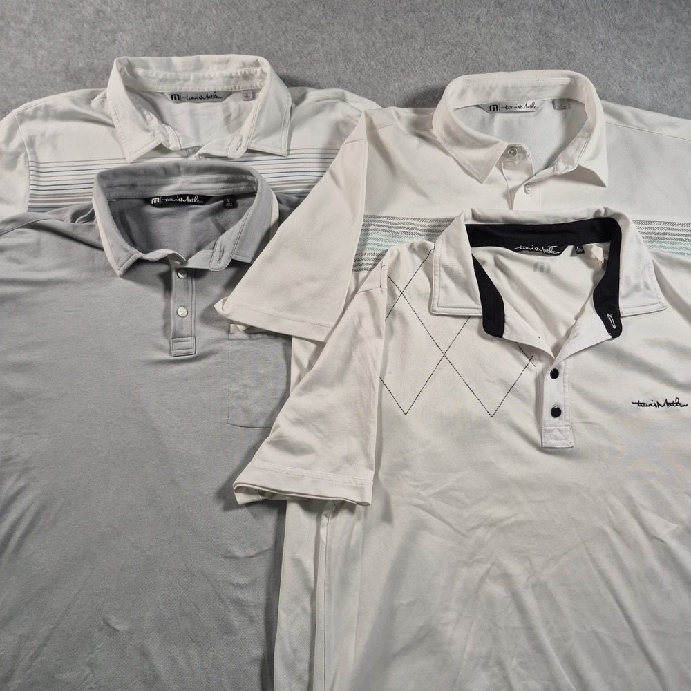 Lot of 4 Travis Mathew Large Athletic Fit Short Sleeve Golf Polo Men's Shirts